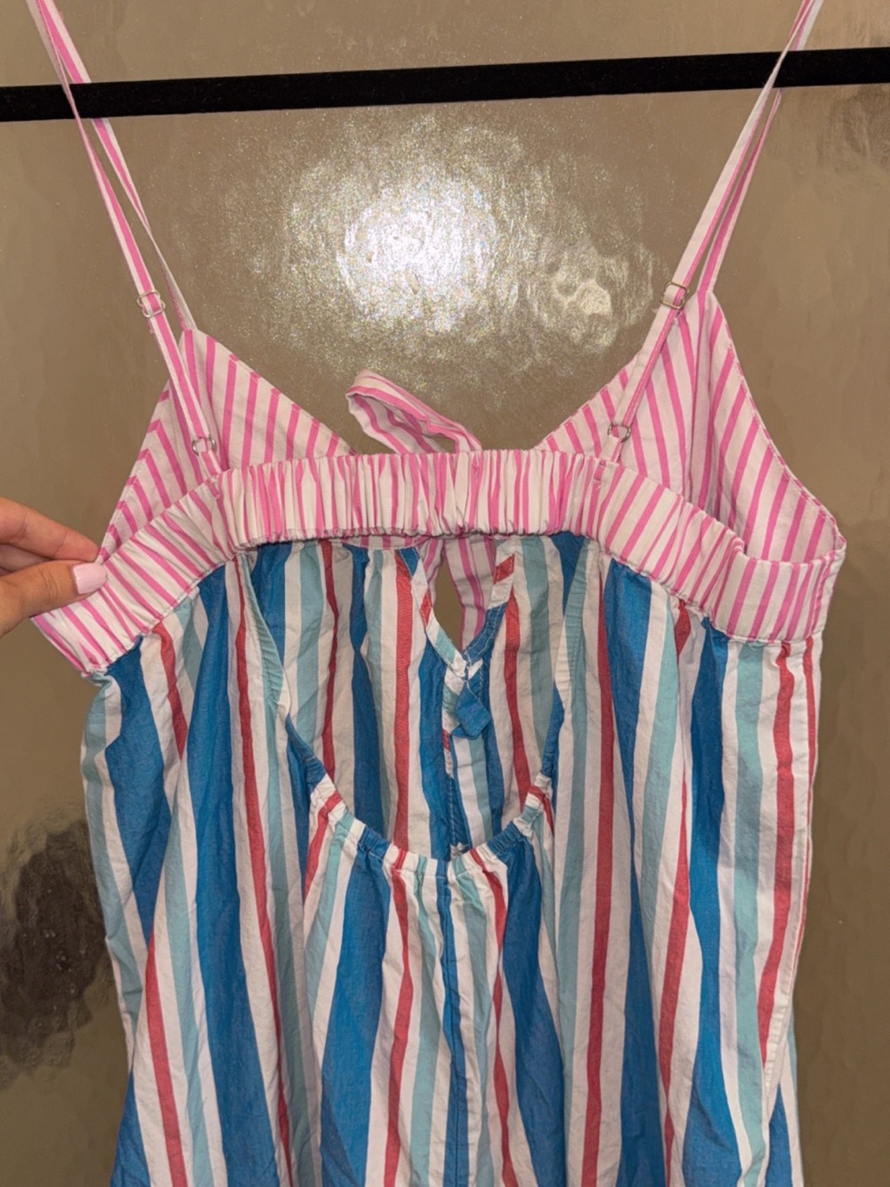 Pinstripe Bow Wide-Leg Jumpsuit Anthropologie XS - Picture 6 of 9